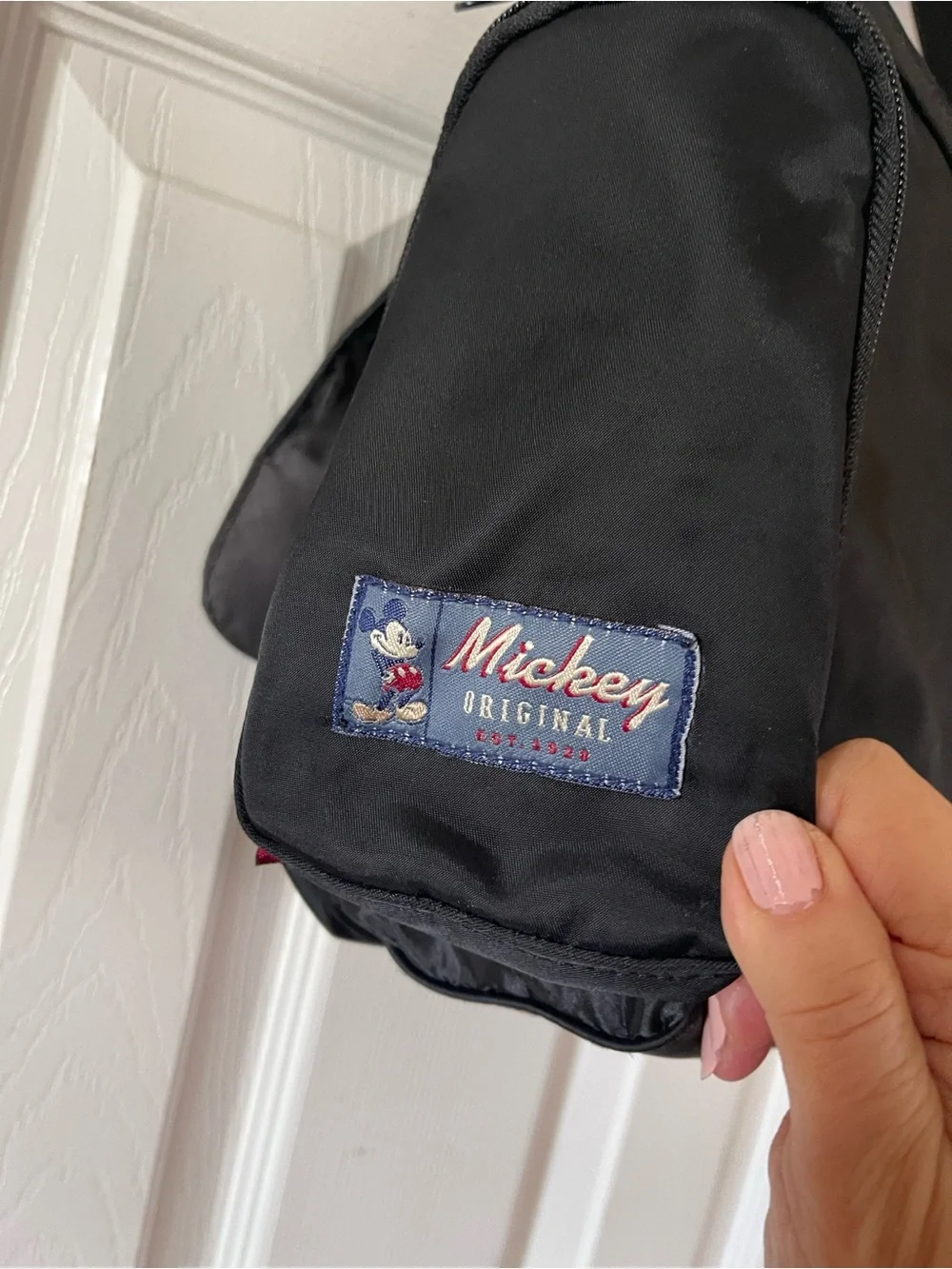 Disney Black Messenger Bag with Red Mickey Applique